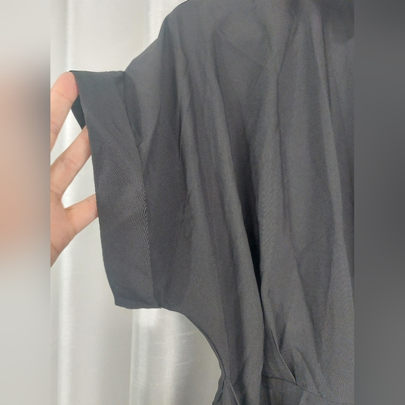 Lyaner ruched buttondown midi shirtdress size medium black - Picture 7 of 11